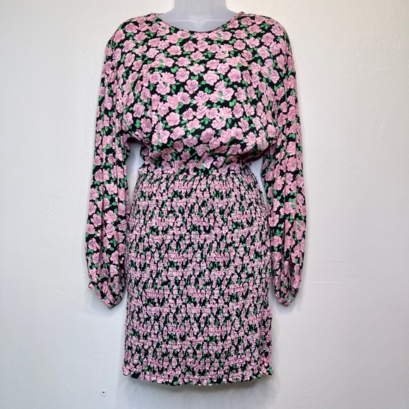 Zara NWT Blogger Fave Valentines Day Rose Print Floral Pattern Ruched Mini Dress - Picture 2 of 15